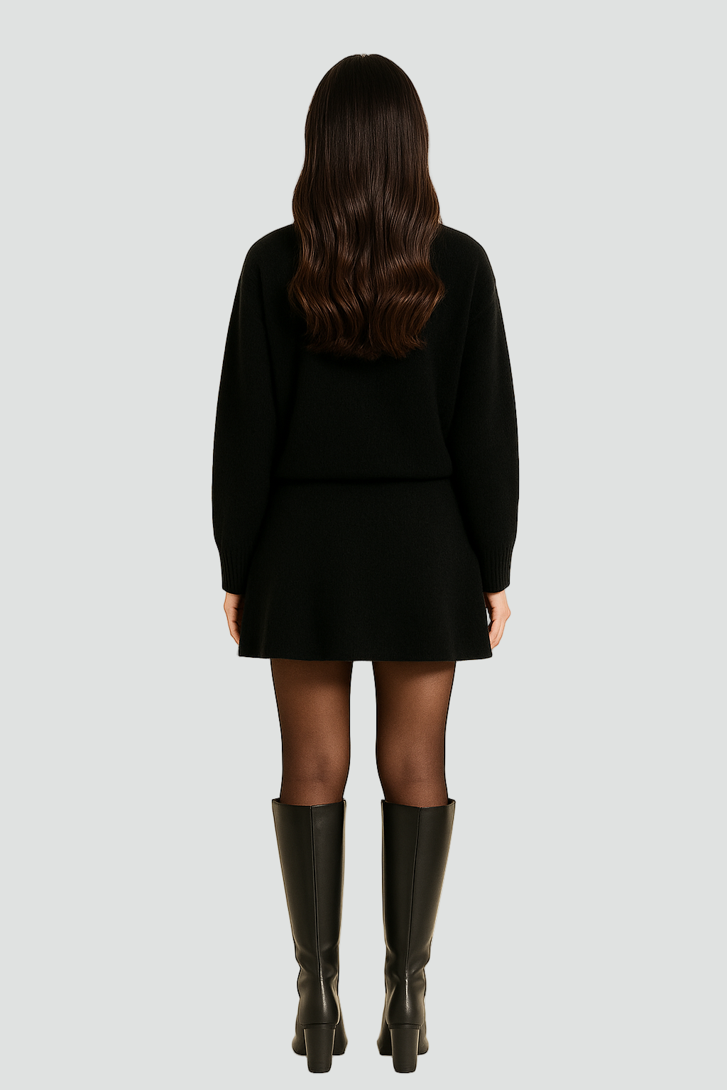 Dzianinowy komplet oversize elegancki damski sweter i spódnica