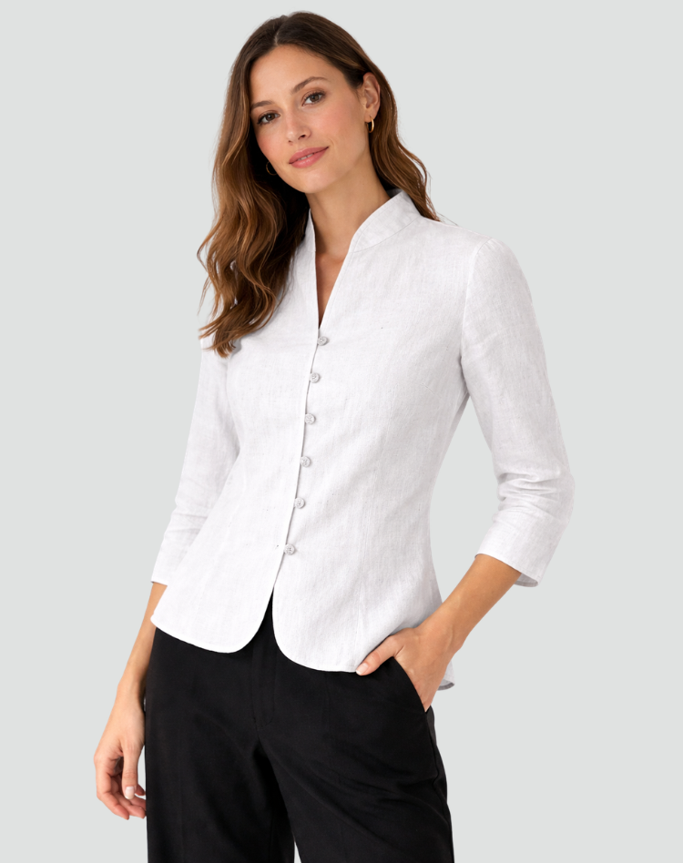 Elegant women's blouse with a mandarin collar