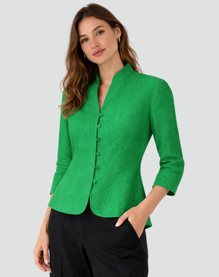Elegant women's blouse with a mandarin collar