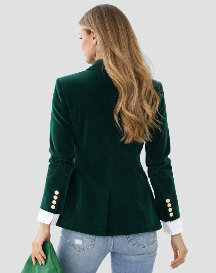 Elegancka marynarka damska z aksamitu dopasowany fason
