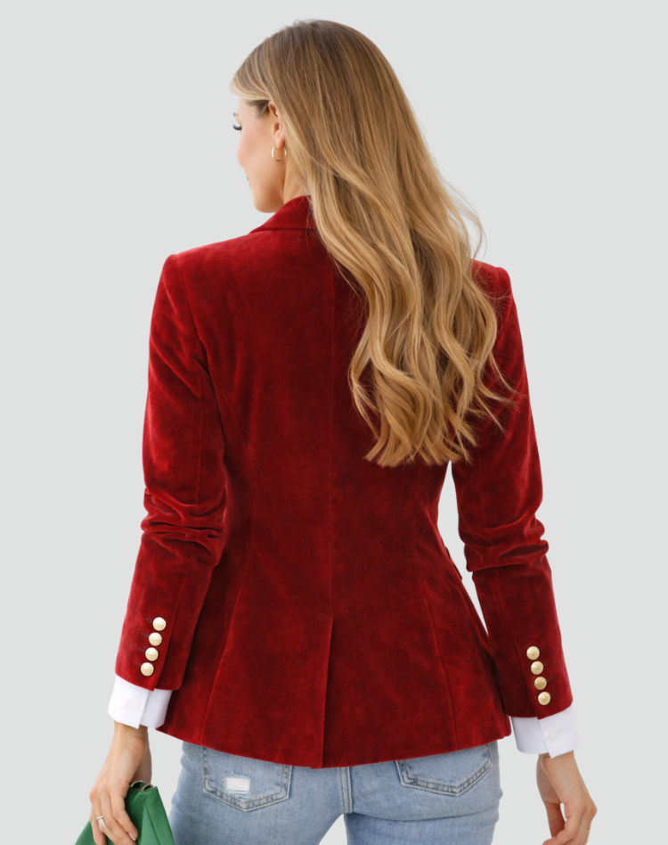 Elegancka marynarka damska z aksamitu dopasowany fason