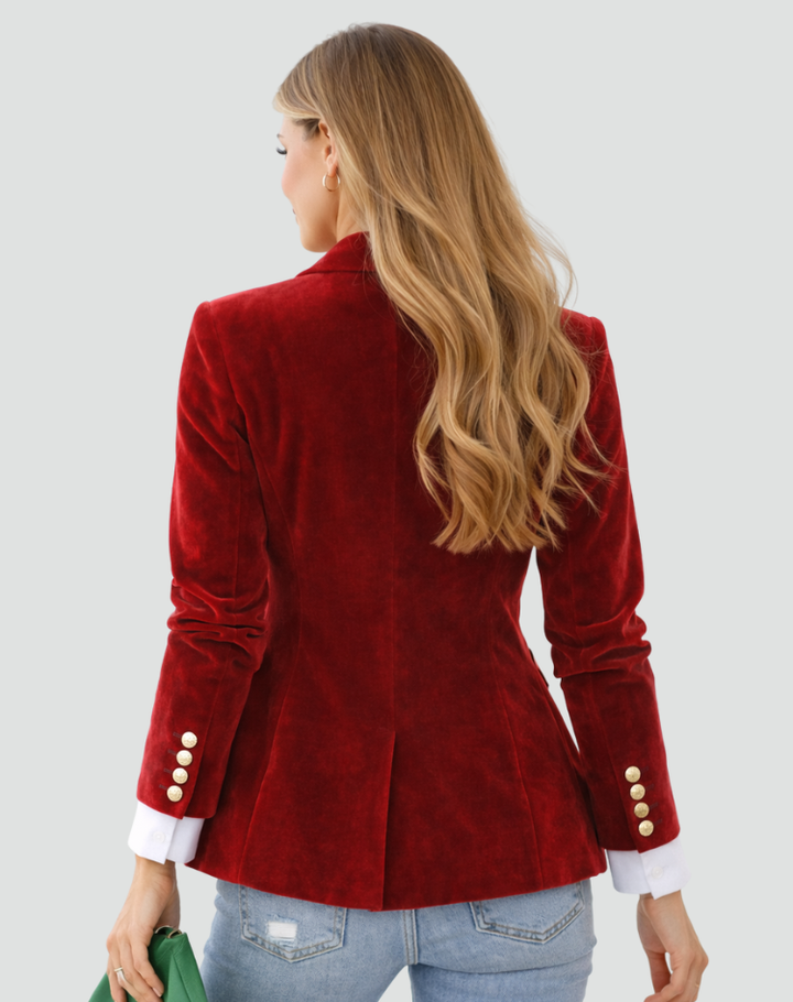 Elegancka marynarka damska z aksamitu dopasowany fason