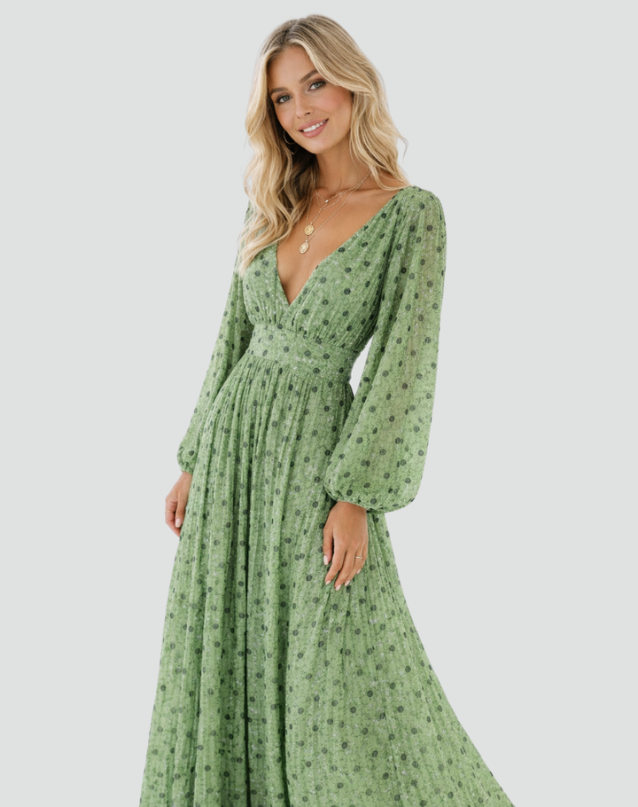 Elegancka sukienka maxi damska gala z długim rękawem