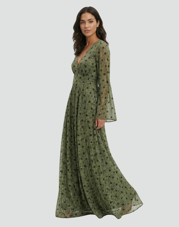 Elegante lange damesjurk gala met lange mouwen