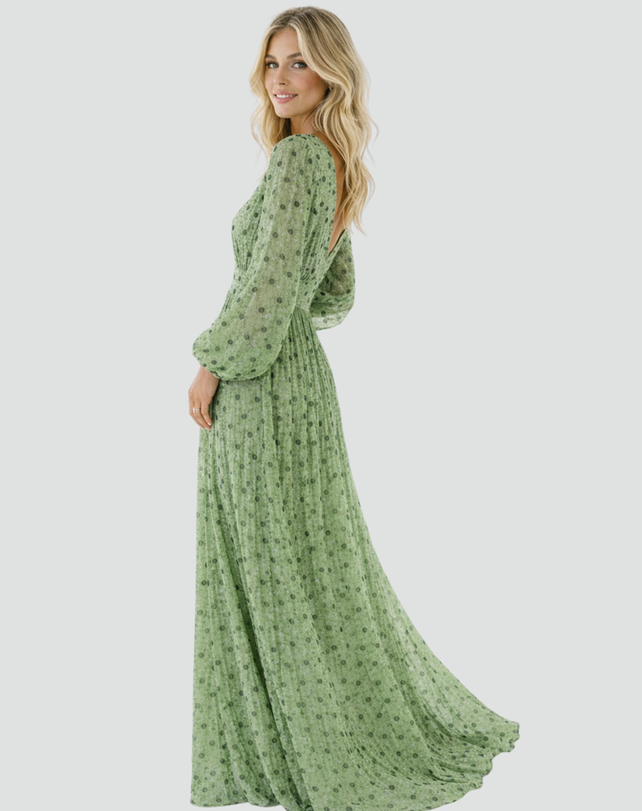 Elegancka sukienka maxi damska gala z długim rękawem