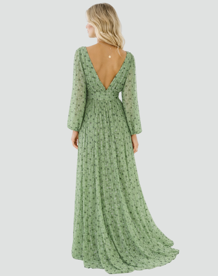 Elegancka sukienka maxi damska gala z długim rękawem