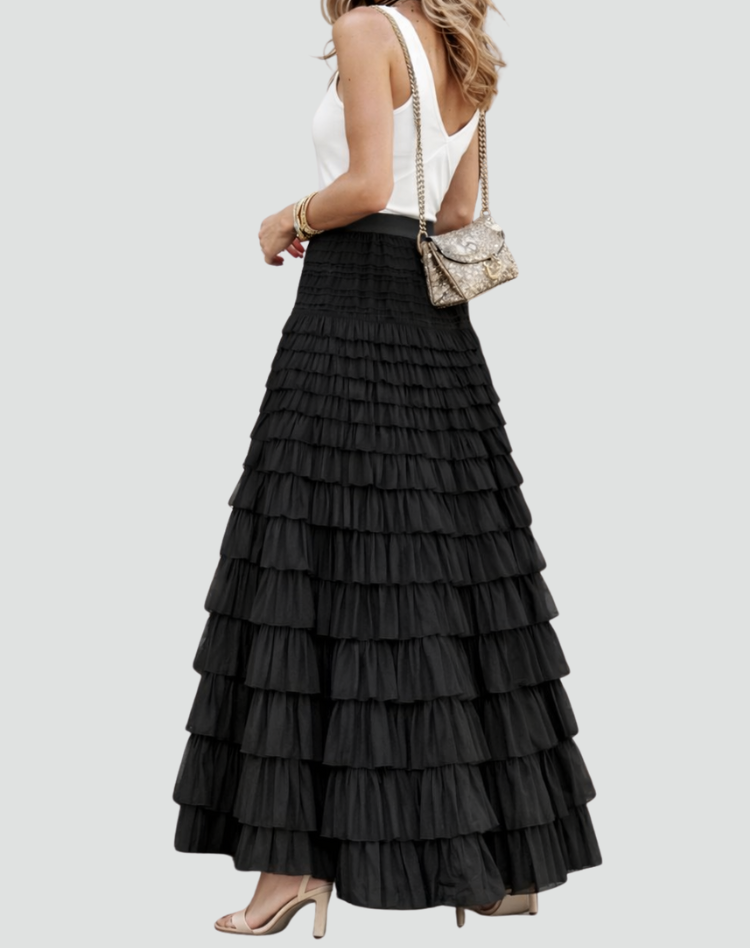 Elegancka tiulowa spódnica maxi damska z elastyczną talią
