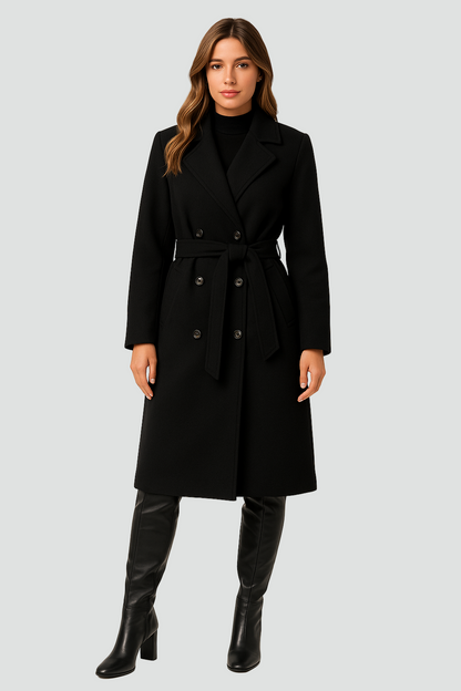 Elegancki Luksusowy Damski Płaszcz z paskiem