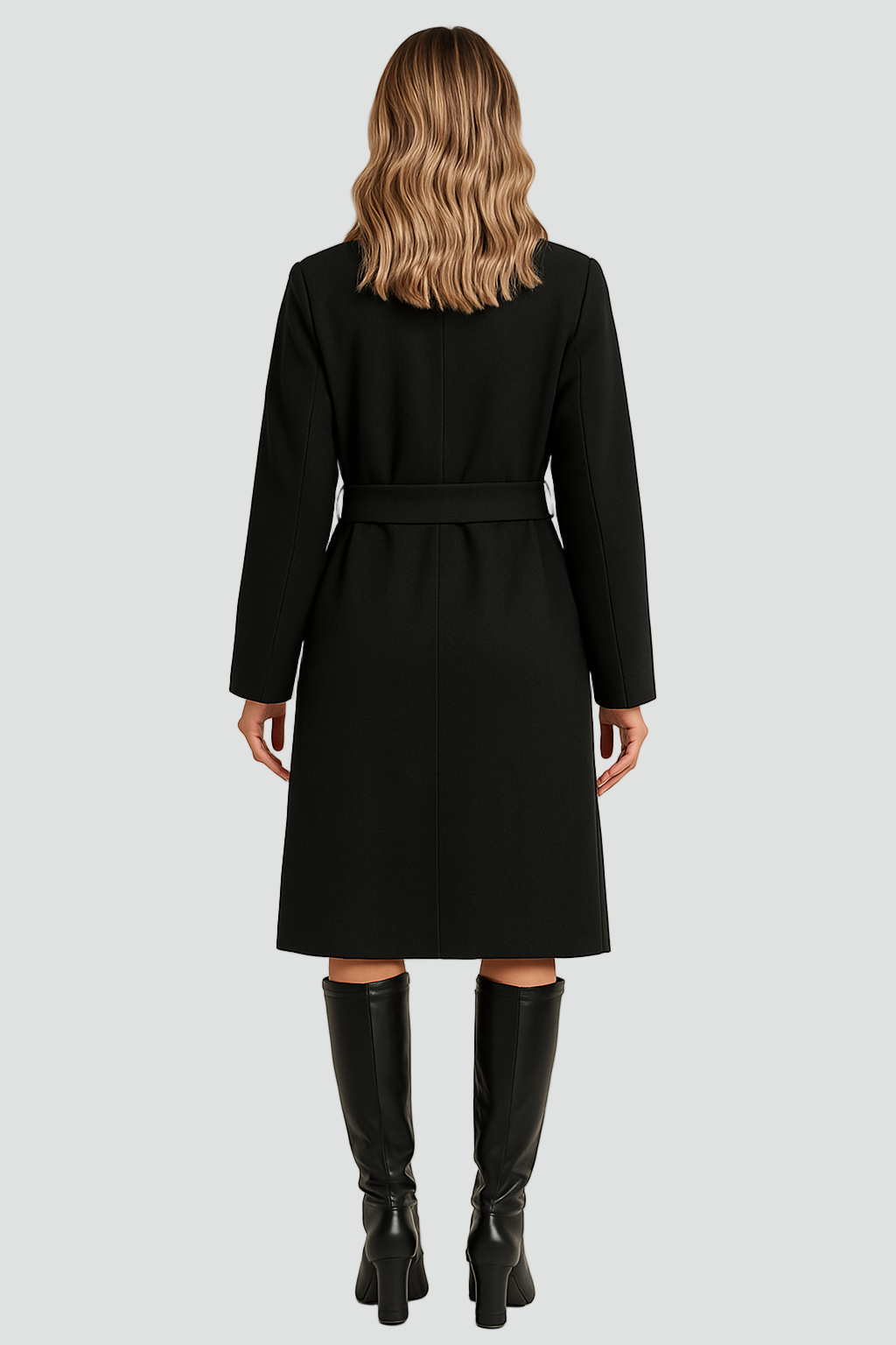 Elegancki Luksusowy Damski Płaszcz z paskiem