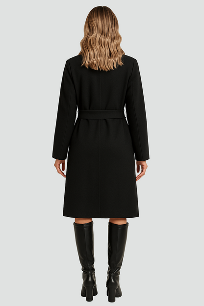 Elegancki Luksusowy Damski Płaszcz z paskiem