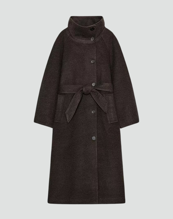Manteau long élégant pour femme en laine avec ceinture pour l&