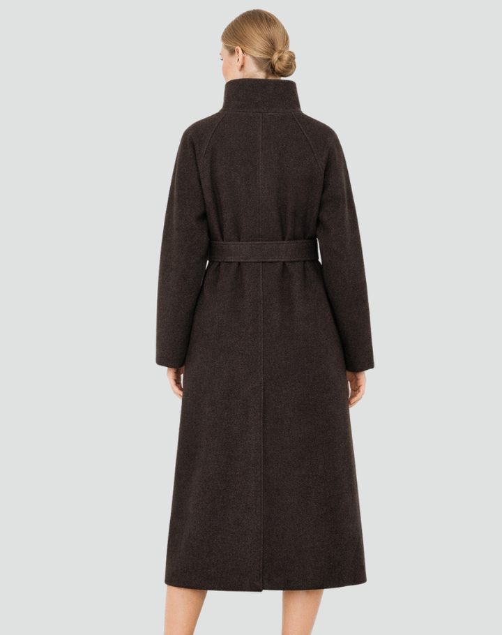 Manteau long élégant pour femme en laine avec ceinture pour l&