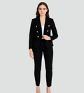 Formal women's suit double-breasted blazer, pants, and short coat