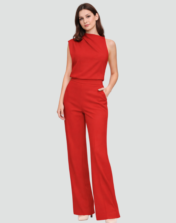 Combinaison élégante pour femme avec col montant et jambes larges