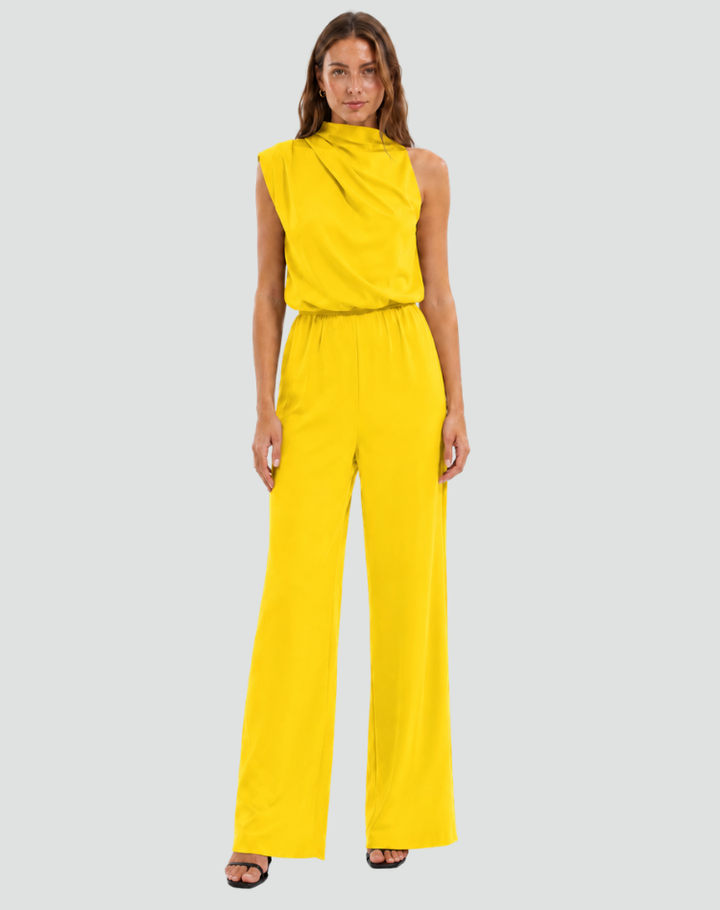 Combinaison élégante pour femme avec col montant et jambes larges