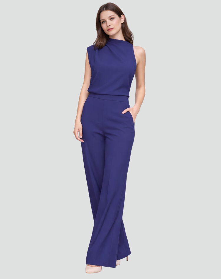 Combinaison élégante pour femme avec col montant et jambes larges