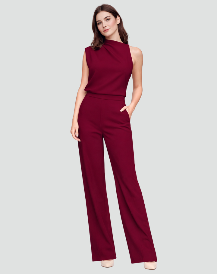 Combinaison élégante pour femme avec col montant et jambes larges