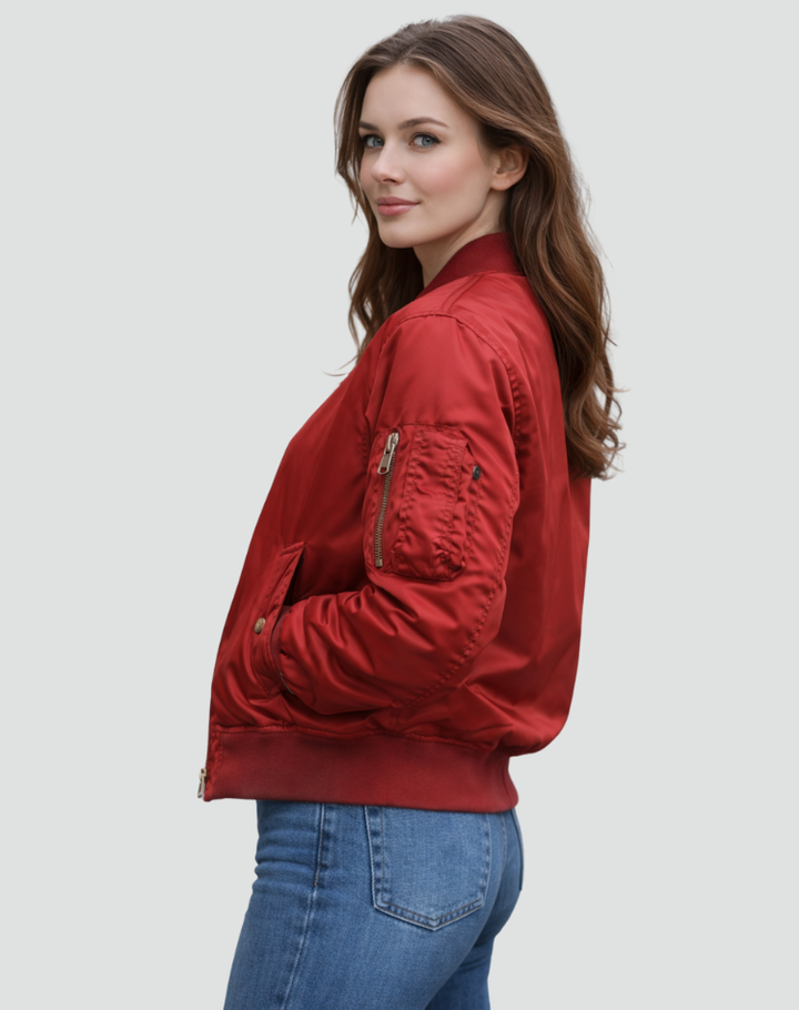 Women's bomber jacket with sleeve pocket