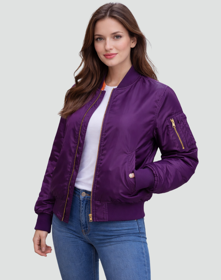 Women's bomber jacket with sleeve pocket