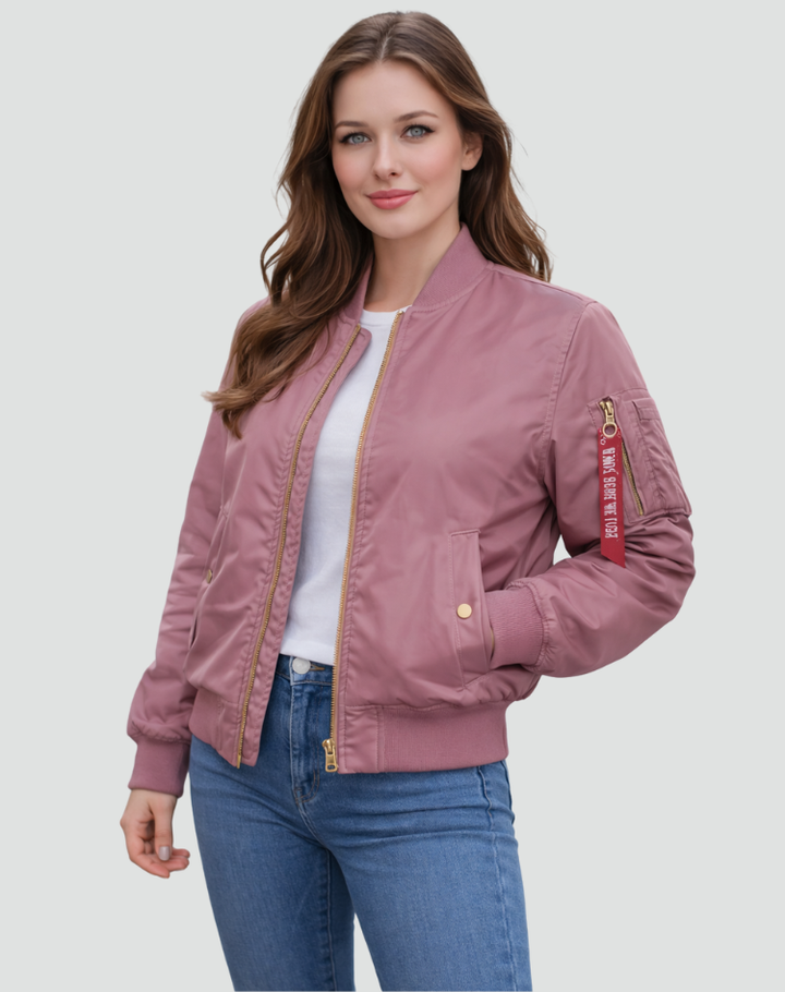 Women's bomber jacket with sleeve pocket