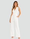 Elegant formal jumpsuit with wide legs and belt