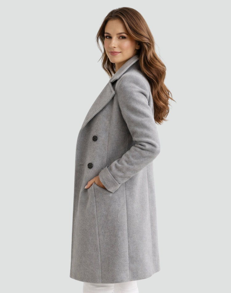 Elegant Women's Double-Breasted Midi Trench Coat
