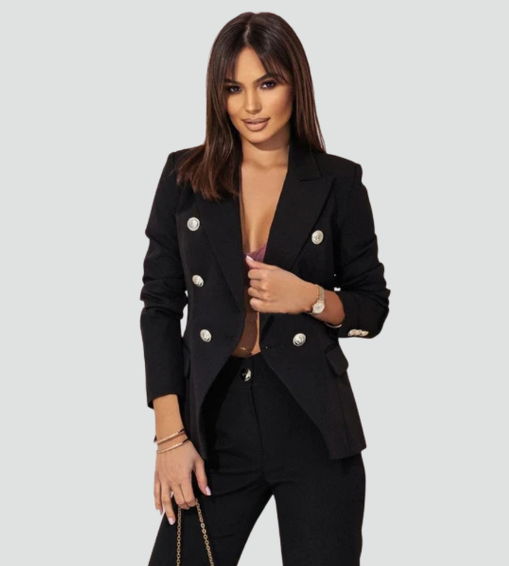 Elegancki zestaw garniturowy damski dwuczęściowy z marynarką i spodniami