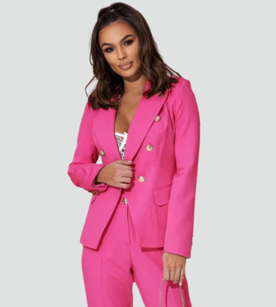 Elegancki zestaw garniturowy damski dwuczęściowy z marynarką i spodniami