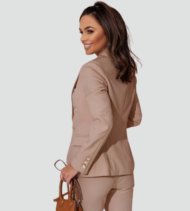 Elegancki zestaw garniturowy damski dwuczęściowy z marynarką i spodniami