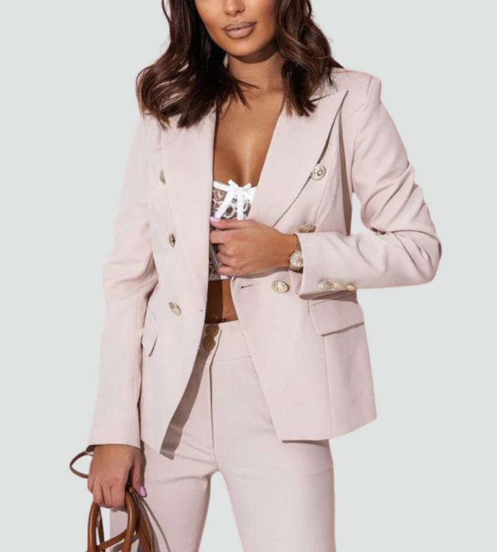 Elegancki zestaw garniturowy damski dwuczęściowy z marynarką i spodniami