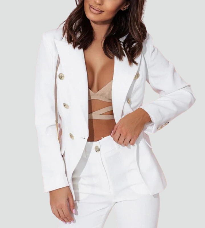 Elegancki zestaw garniturowy damski dwuczęściowy z marynarką i spodniami