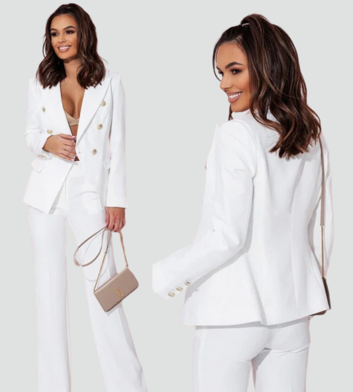 Elegancki zestaw garniturowy damski dwuczęściowy z marynarką i spodniami