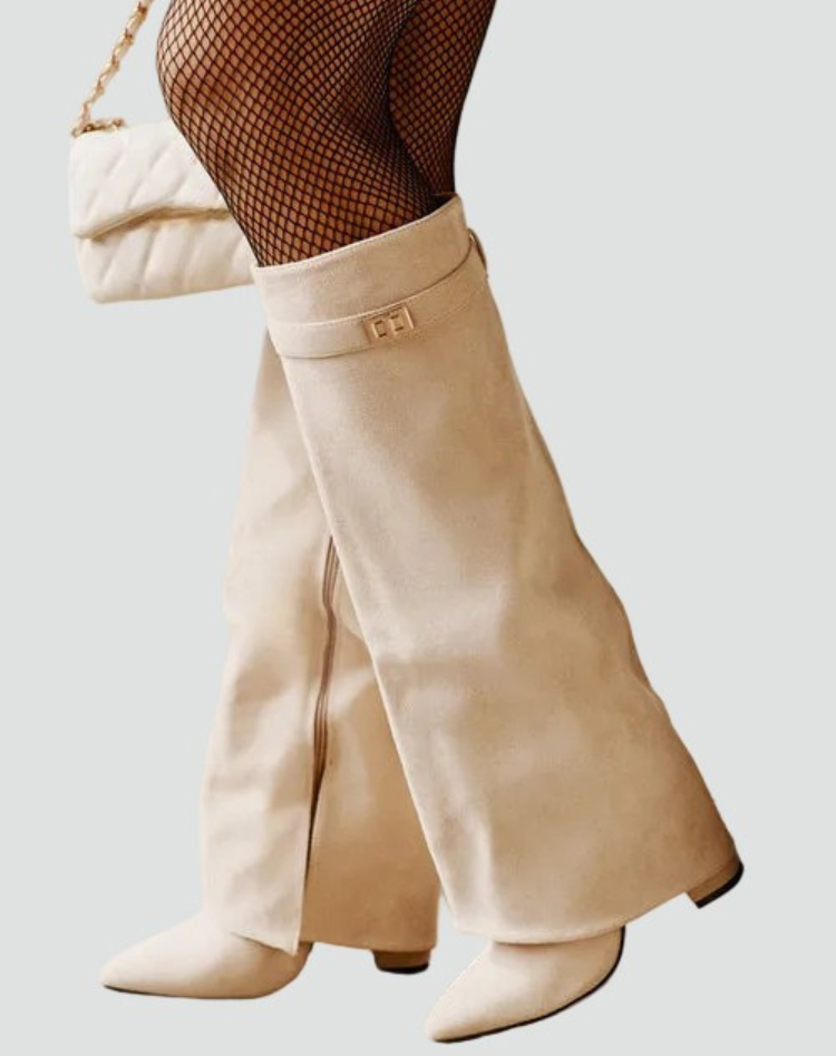 Eleganckie kozaki damskie do kolana na obcasie