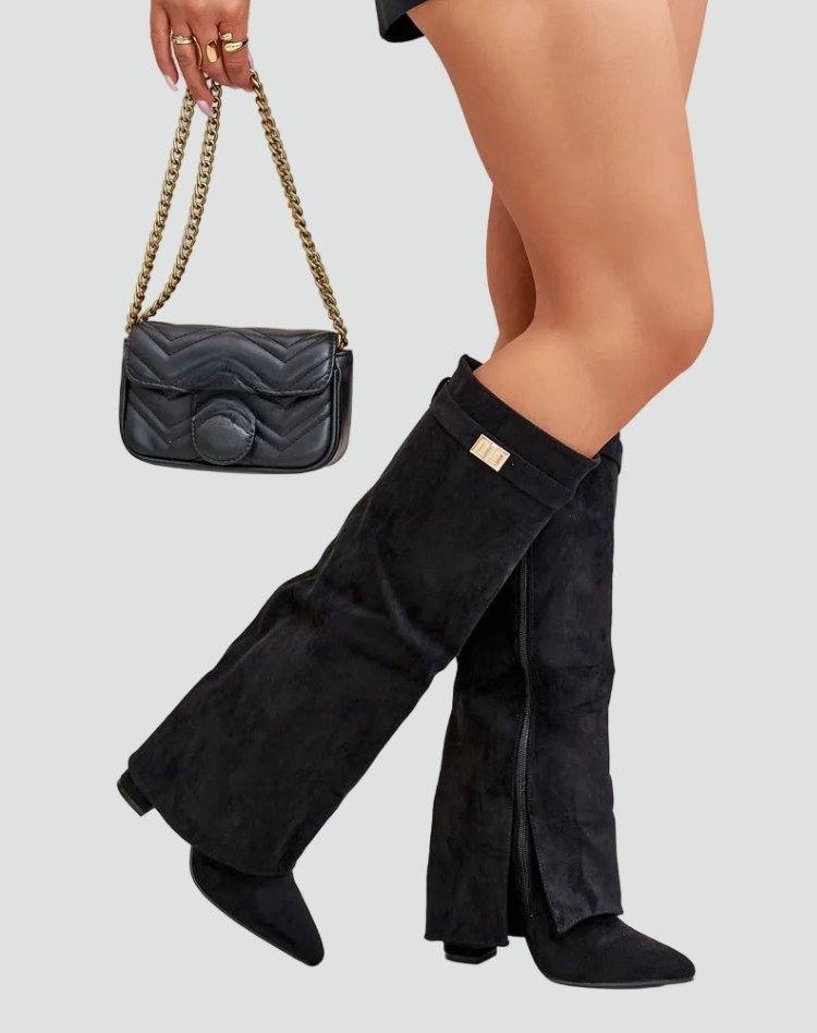 Eleganckie kozaki damskie do kolana na obcasie