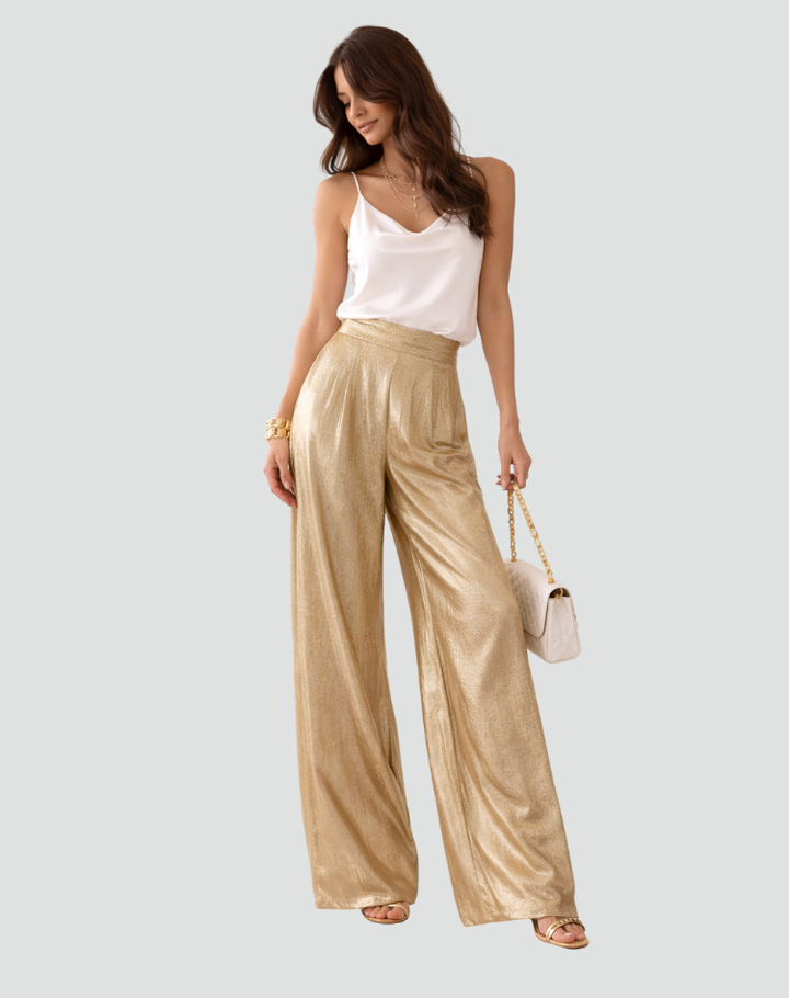 Elegant Women's High-Waisted Wide-Leg Pants