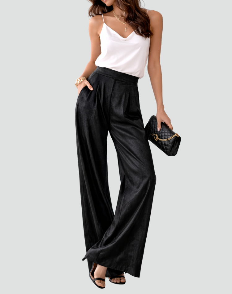 Elegant Women's High-Waisted Wide-Leg Pants