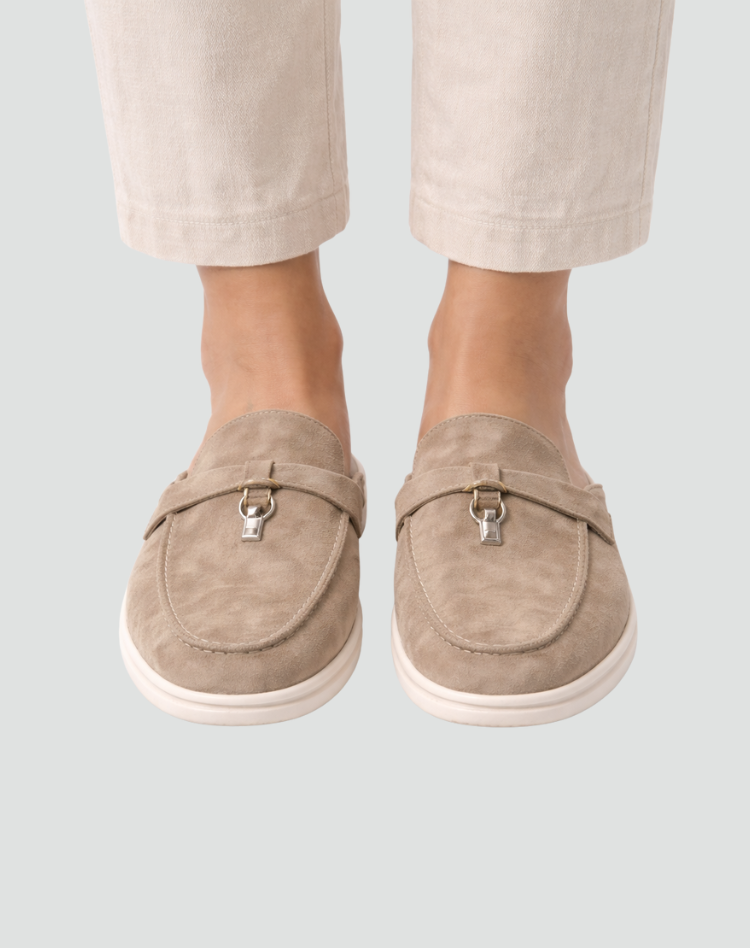 Eleganckie klapki damskie typu mule z zamszu