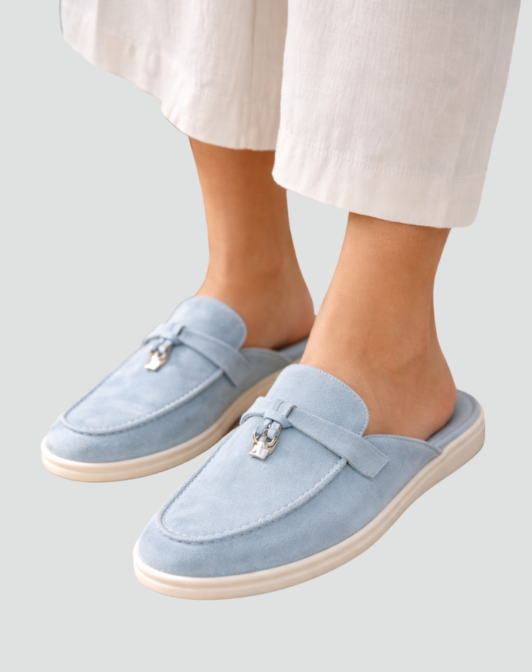 Eleganckie klapki damskie typu mule z zamszu