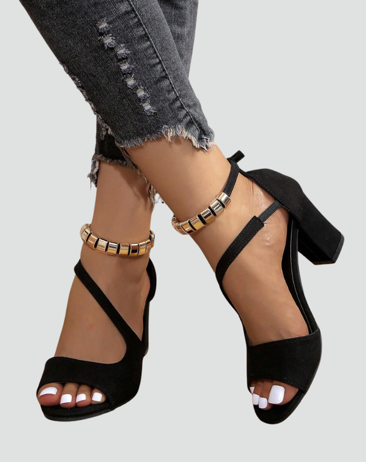 Elegant women's block heel sandals with ankle strap