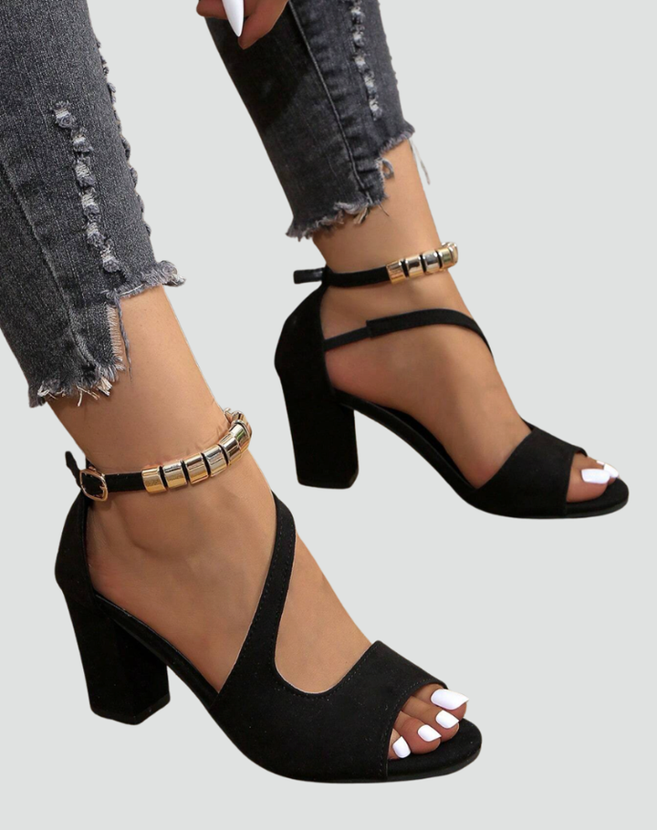 Elegant women's block heel sandals with ankle strap