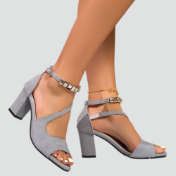 Elegant women's block heel sandals with ankle strap