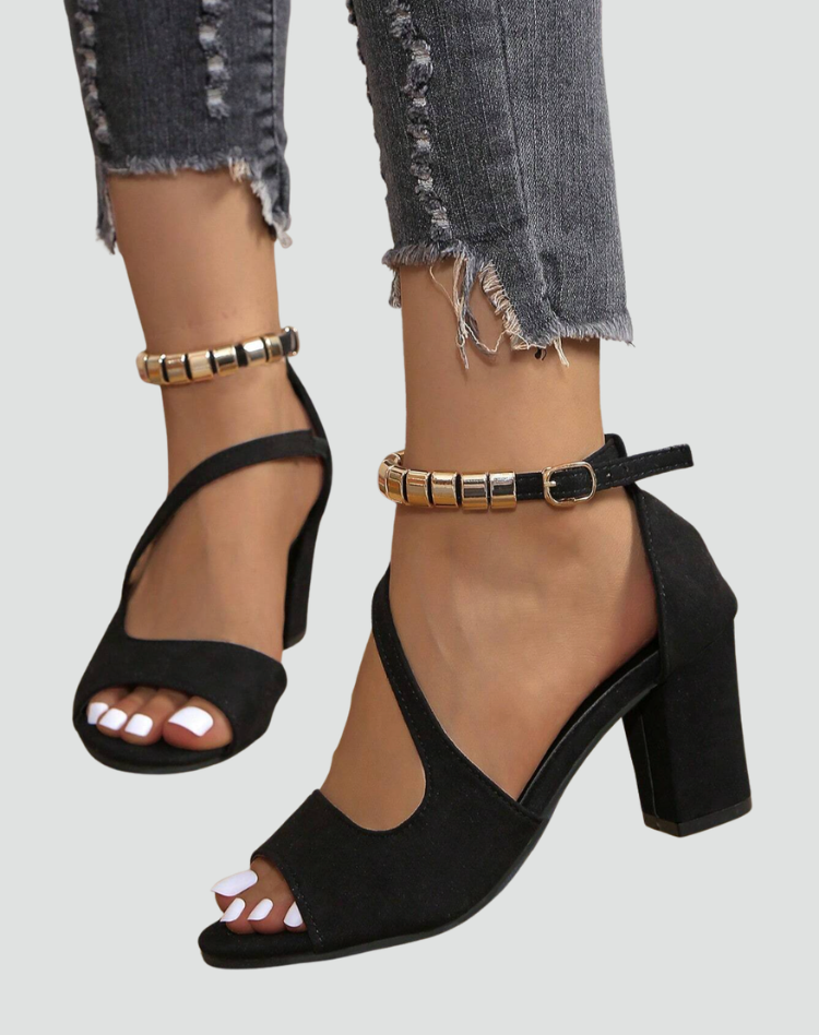 Elegant women's block heel sandals with ankle strap