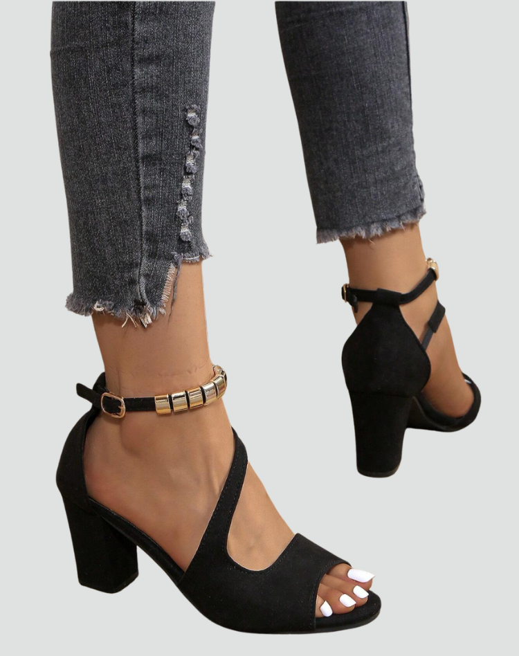 Elegant women's block heel sandals with ankle strap