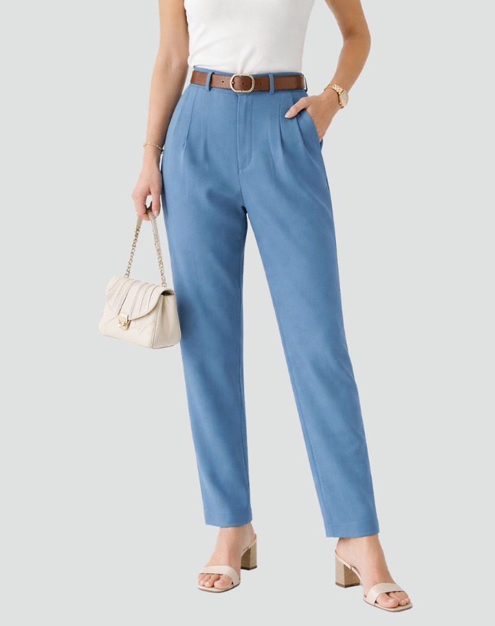 Elegant high-waisted cigarette pants with pleats