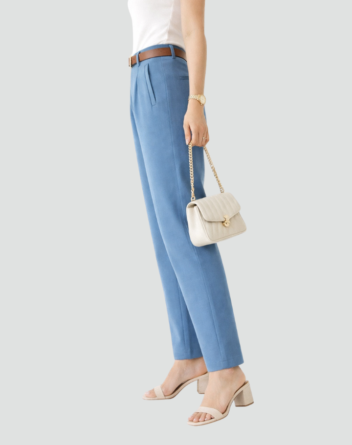 Elegant high-waisted cigarette pants with pleats