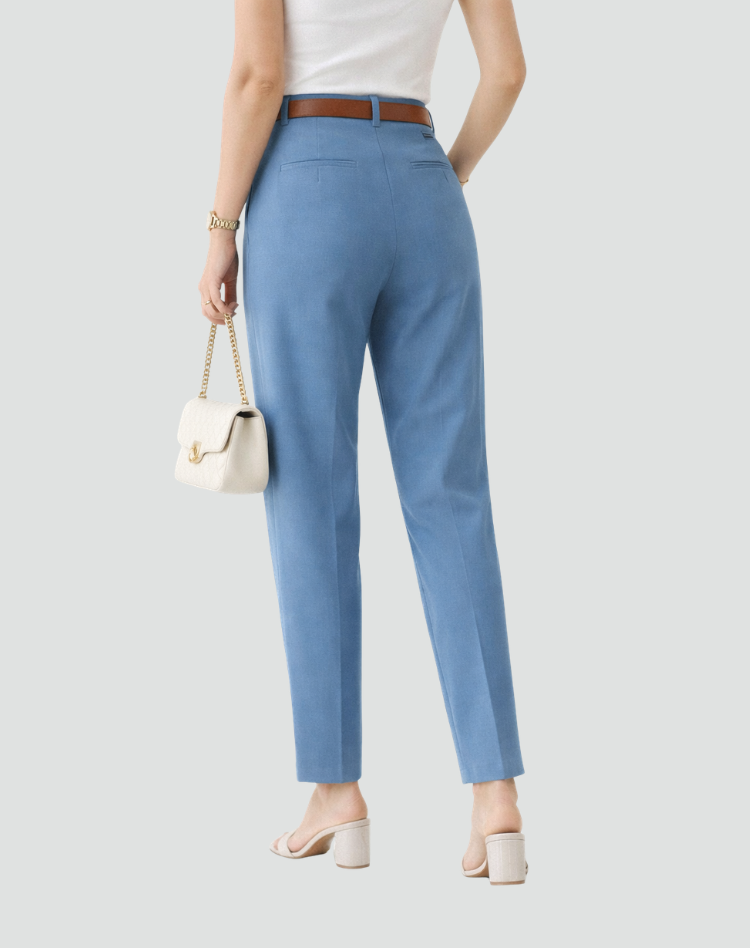 Elegant high-waisted cigarette pants with pleats