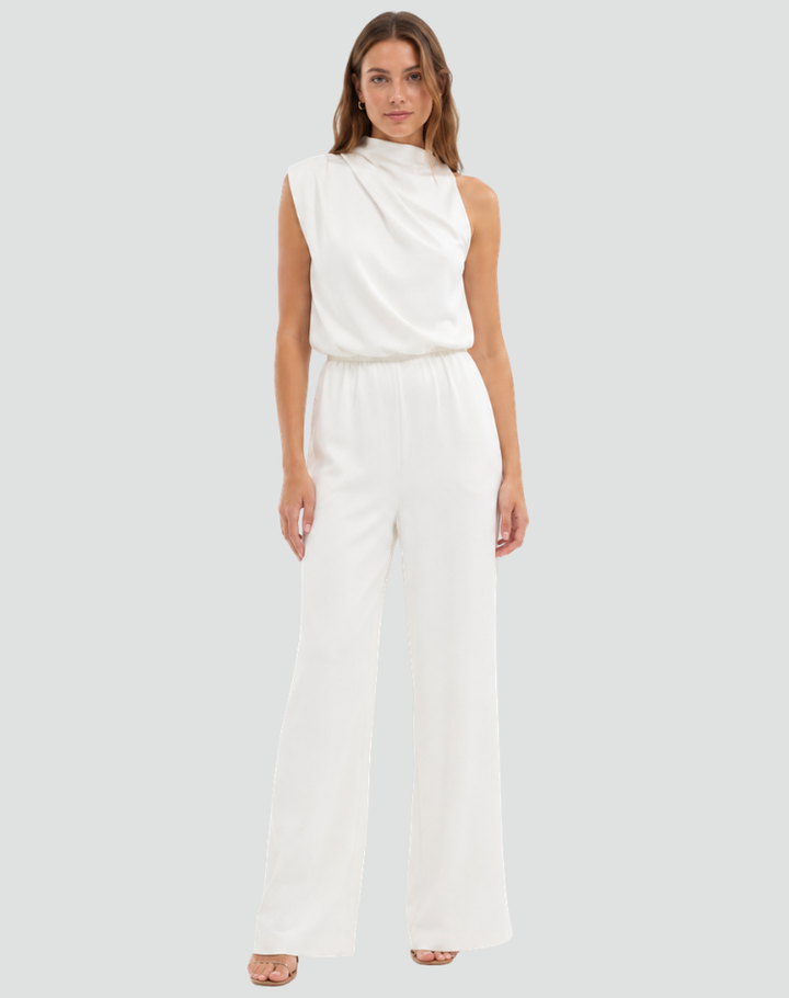 Combinaison élégante pour femme avec col montant et jambes larges