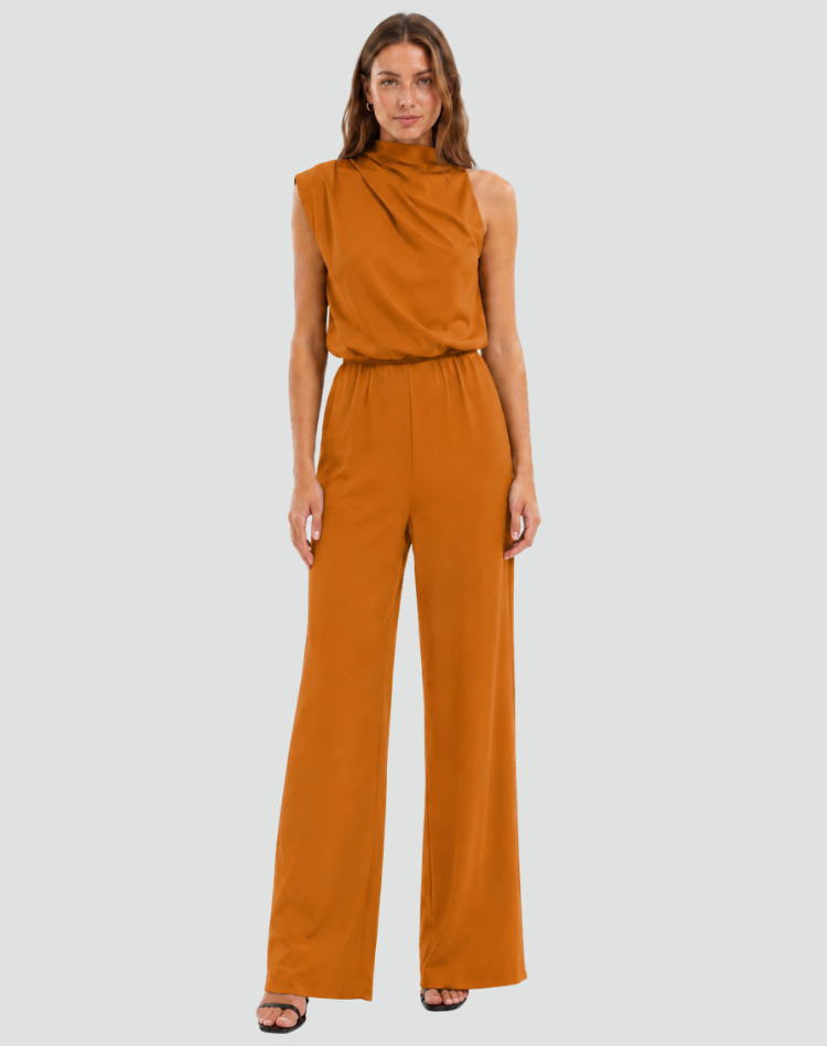 Combinaison élégante pour femme avec col montant et jambes larges