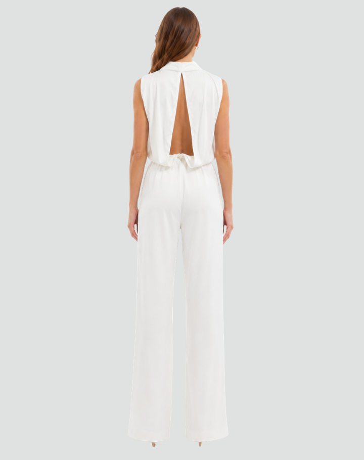 Combinaison élégante pour femme avec col montant et jambes larges