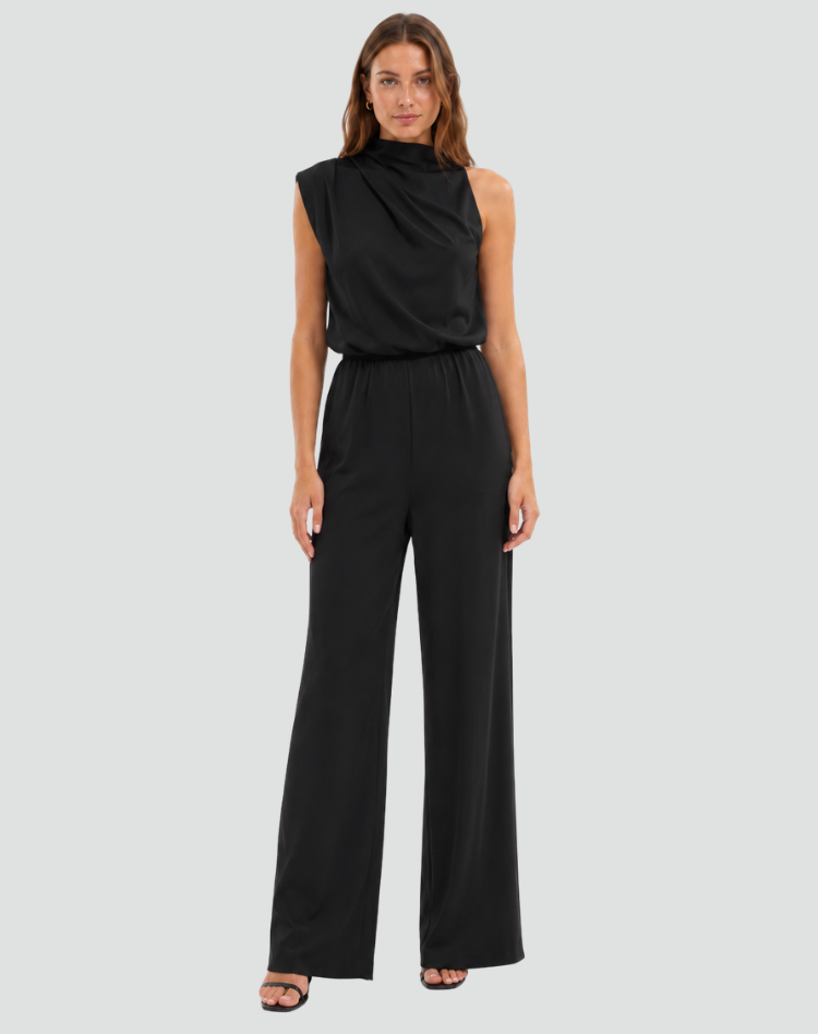 Combinaison élégante pour femme avec col montant et jambes larges